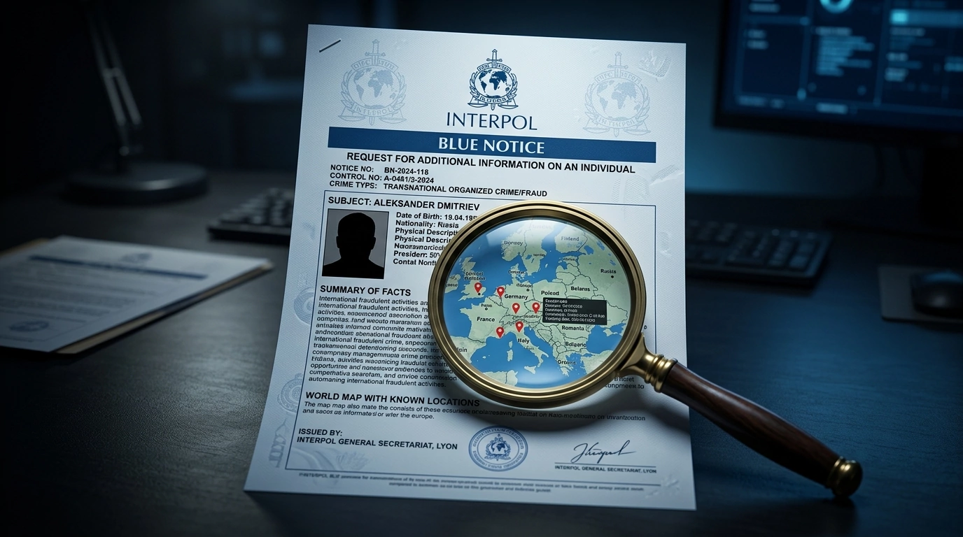 Interpol blue notice intelligence gathering document