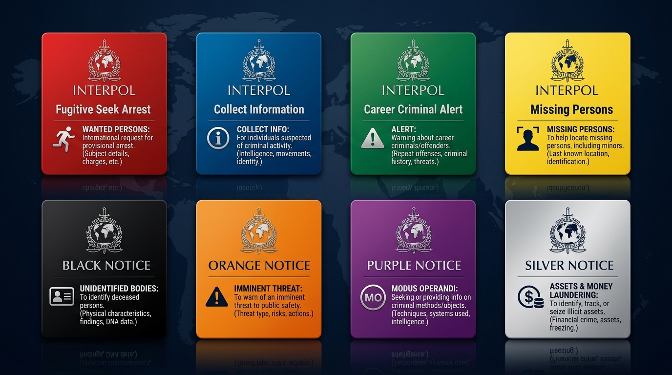 All Interpol notice types overview legal guide
